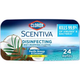 Clorox Scentiva Disinfecting Wet Mop Pads, Pacific Breeze and Coconut 24 Count