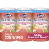 Clorox Scentiva Wipes, Bleach Free Cleaning Wipes, Tahitian Grapefruit Splash, 225 Count, 3 Pack