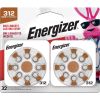 Energizer Hearing Aid Batteries, Battery Size 312, Brown Tab, 32 Pack