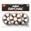 Rayovac Size 312 Hearing Aid Batteries, 18-Pack 312-18