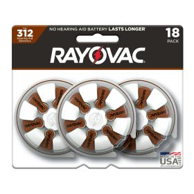 Rayovac Size 312 Hearing Aid Batteries, 18-Pack 312-18