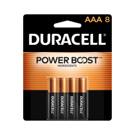 Duracell Coppertop AAA Battery with POWER BOOST™, 8 Pack Long-Lasting Batteries