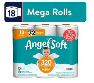 Angel Soft Toilet Paper;  18 Mega Rolls