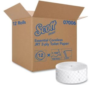 Scott Essential Coreless JRT, Septic Safe, 2-Ply, White, 1150 ft, 12 Rolls/Carton