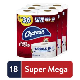 Charmin Ultra Strong Toilet Paper, 18 Super Mega Rolls